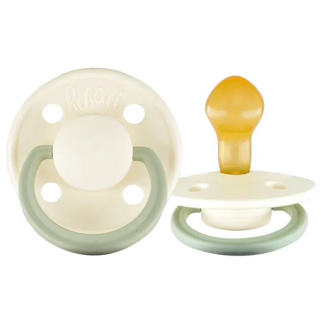 Rebael - Fashion Natural Rubber Round Pacifier Size 2 - Baby 6M+ 1-pack - Frosty Pearly Dolphin