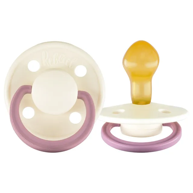 Rebael - Fashion Natural Rubber Round Pacifier Size 2 - Baby 6M+ 1-pack - Frosty Pearly Rhino