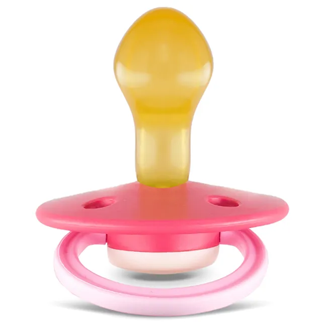 Rebael - Fashion Natural Rubber Round Pacifier Size 2 - Baby 6M+ 1-pack - Hot Pearly Flamingo