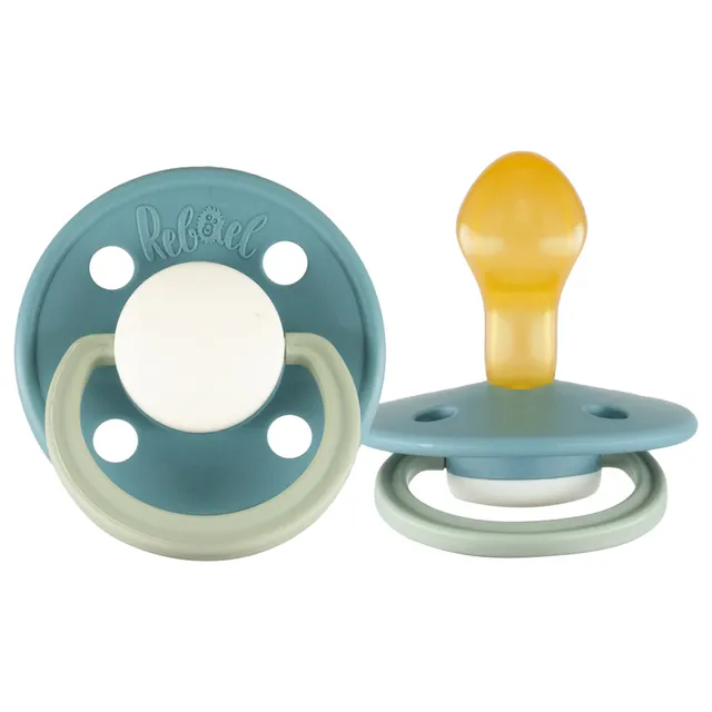 Rebael - Fashion Natural Rubber Round Pacifier Size 2 - Baby 6M+ 1-pack - Rainy Pearly Dolphin
