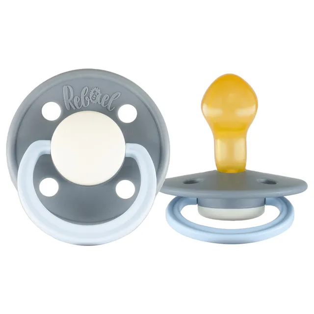 Rebael - Fashion Natural Rubber Round Pacifier Size 2 - Baby 6M+ 1-pack - Stormy Pearly Elephant