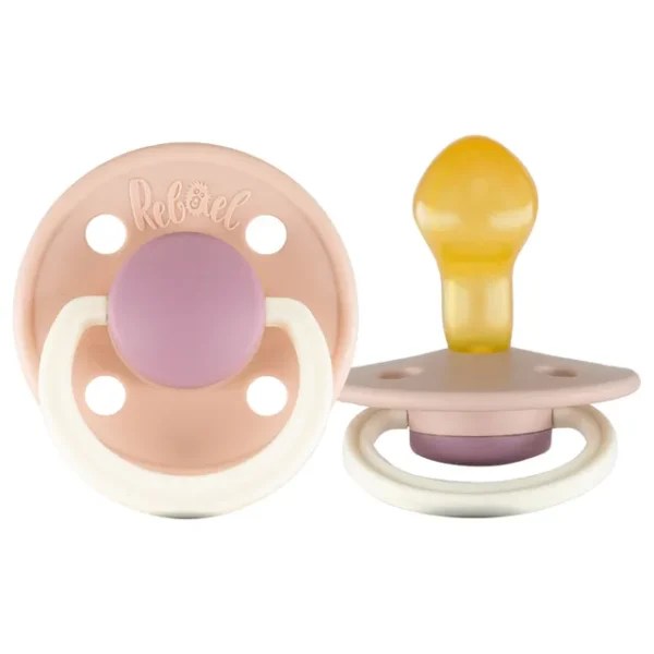 Rebael – Fashion Natural Rubber Round Pacifier Size 2 – Baby 6M+ 1-pack – Tornado Plum Mouse