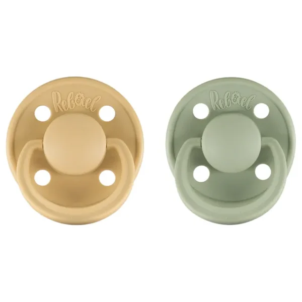 Rebael – Mono Natural Rubber Round Pacifier Size 1 – Baby 0-6M 2-pack – Laurel Almond