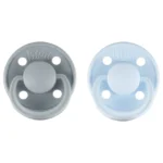 Rebael – Mono Natural Rubber Round Pacifier Size 2 – Baby 6M+ 2-pack – Pewter Tiny Sky