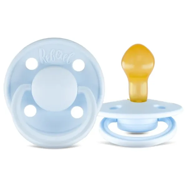 Rebael – Mono Natural Rubber Round Pacifier Size 2 – Baby 6M+ 2-pack – Pewter Tiny Sky