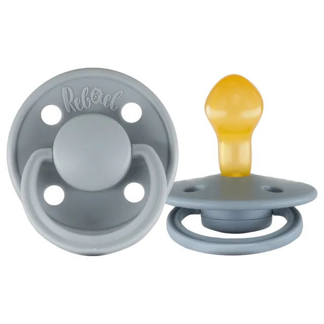 Rebael - Mono Natural Rubber Round Pacifier Size 2 - Baby 6M+ 1-pack - Pewter