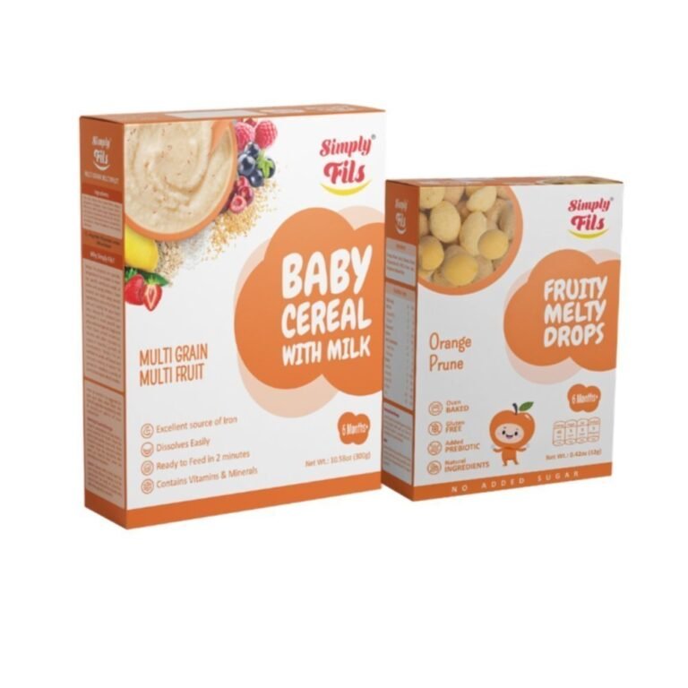 Simply Fils Baby Cereal with Milk, Multigrain & Multifruits + Fruity Melty Drops - Orange & Prune