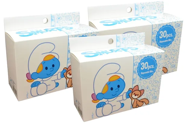 Smurfs - Disposable Bibs, Box of 30pcs (Bundle of 3)