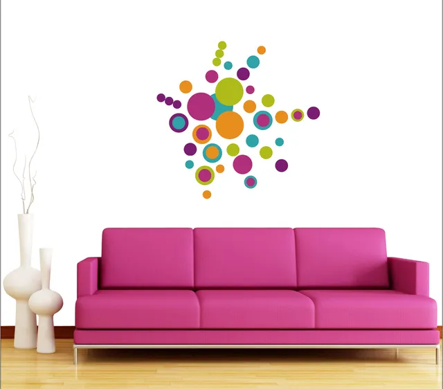 StickieArt Colorful Circles Wall Decal - Medium - 50 x 70 cm