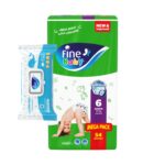 Fine – Absorbent Baby Open Fine Baby Jun (Bale Of 54X4) Double Lock Supernova With Water Wipes 72 Free 54 Pcs