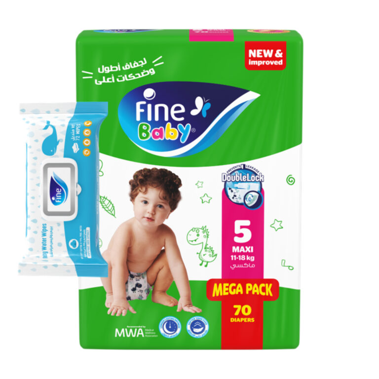 Fine - Absorbent Baby Open Fine Baby Max (Bale Of 70X2) Double Lock Supernova With Water Wipes 72 Free 70 Pcs
