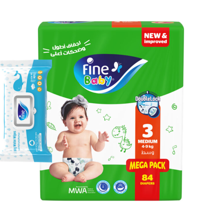 Fine - Absorbent Baby Open Fine Baby Med (Bale Of 84X2) Double Lock Supernova With Water Wipes 72 Free 84 Pcs