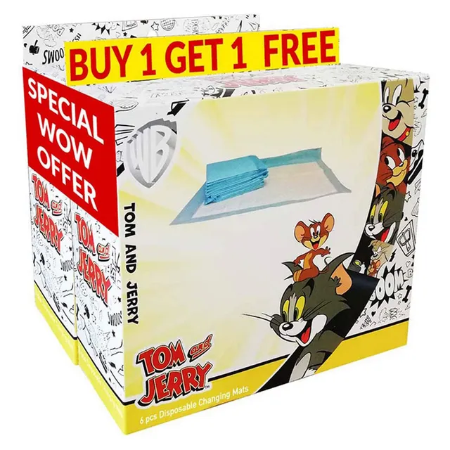 Tom & Jerry - Disposable Changing Mats Box of 6pcs - Buy Get 1 Free