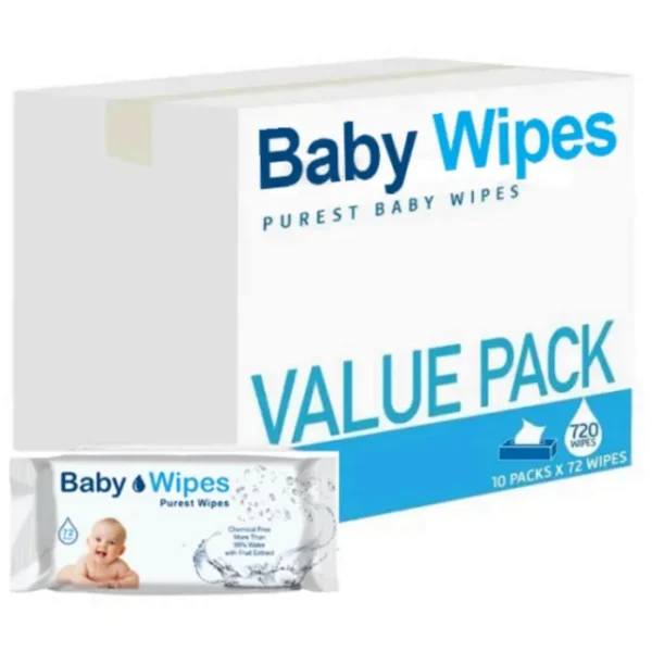 Vibrant’s – Water Wipes Purest Baby Wipes, Pack of 10 X 72 – 720 Wipes