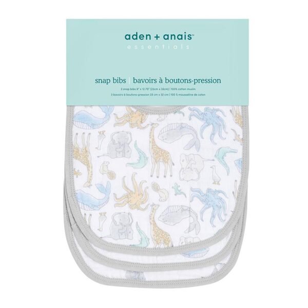 Aden + Anais – Essentials Cotton Natural Snap Bib – Pack of 3