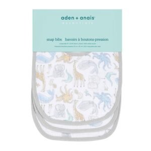 Aden + Anais – Essentials Cotton Natural Snap Bib – Pack of 3