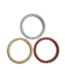 Mushie – Silicone Pearl Teether Bracelets Mellow/Terracotta/Periwinkle
