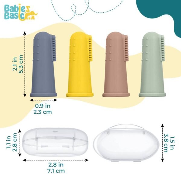 Babies Basic – Silicone Finger Tooth brush and Gum Massager with Storage Case – Blush