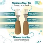 Babies Basic – Stainless Steel Cutlery Set with Spoon and Fork with travel case – Cream