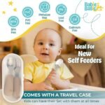 Babies Basic – Stainless Steel Cutlery Set with Spoon and Fork with travel case – Cream