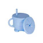 Babies Basic – 2 in 1 Silicone Cup with Straw or a Snack Lid – Blue
