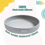 Babies Basic – Feeding Set – Plate with suction – Gray