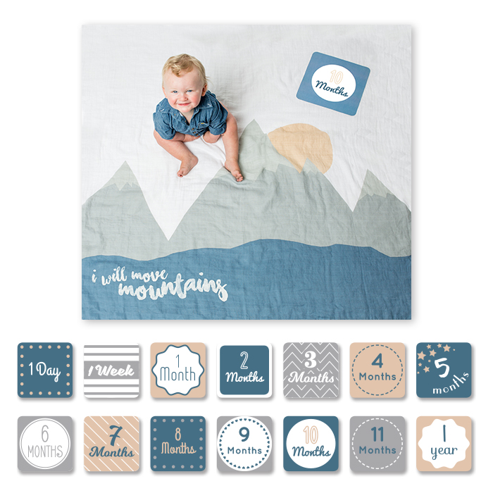 Lulujo Baby's First Year Blanket & Card Set - I Will Move Mountains