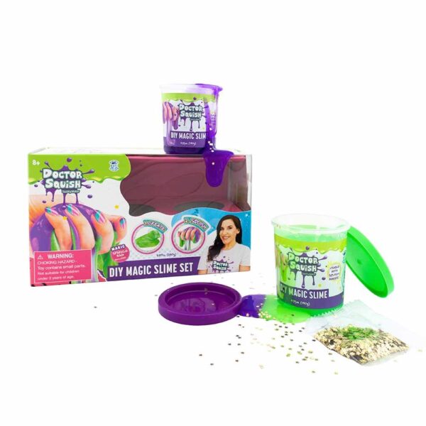 Doctor Squish – Diy Magic Slime Double Set – Green And Purple – 240 Grams