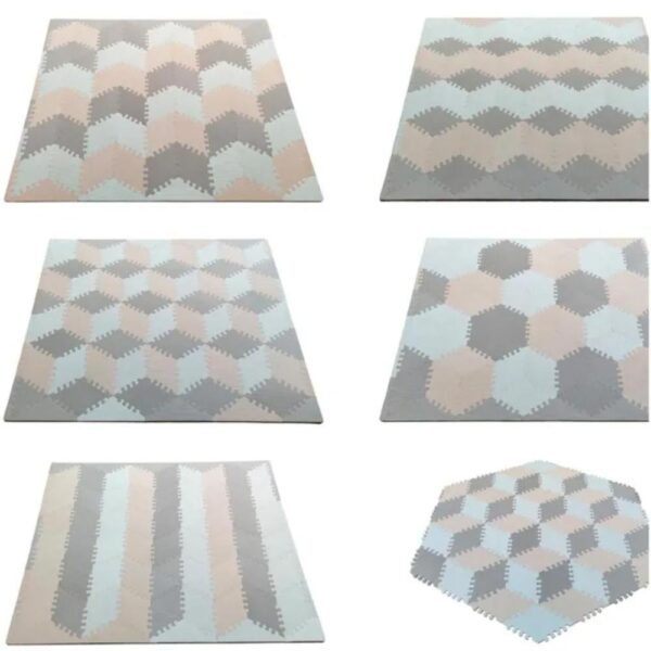 Bumble & Bird – BabySafe Play Mat Multi-Shape 52pcs+22 Edges – Peach & Brown