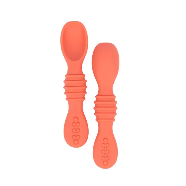 Babies Basic - Soft Tip BPA Free Silicone First Stage Training Spoons - Pink