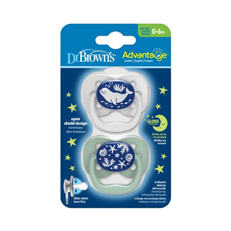 Dr. Browns - Advantage Pacifier Stage 1 Glow in the Dark - Blue (Pack of 2)