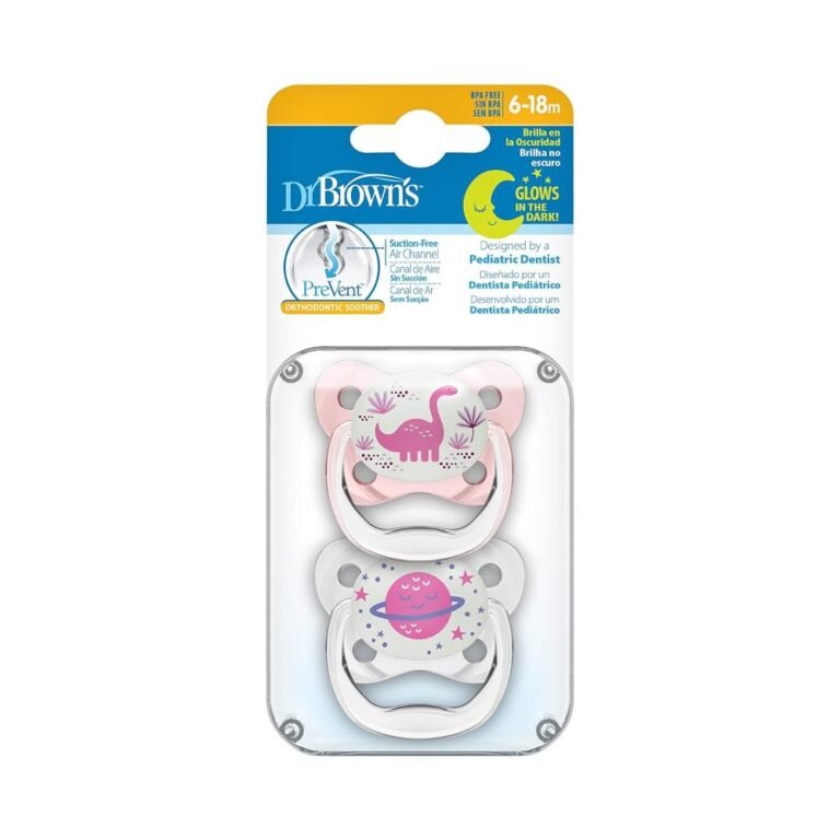 Dr. Browns - Prevent Glow in the Dark Butterfly Shield Pacifier Stage 2 - Pink (Pack of 2)