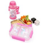Eazy Kids – 6 & 4 Convertible Bento Lunch Box w/Steel Spoon & Fork Set – Game ON Grey
