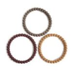 Mushie – Silicone Pearl Teether Bracelets Berry/Marigold/Khaki