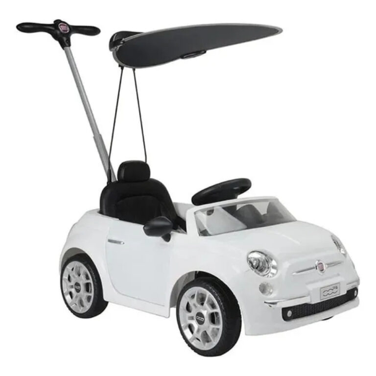 Fiat 3-in-1 Official Licensed Kids Pusher Stroller with Canopy – White