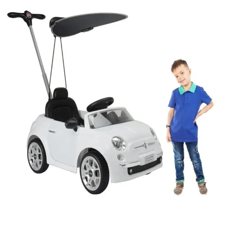 Fiat 3-in-1 Official Licensed Kids Pusher Stroller with Canopy – White