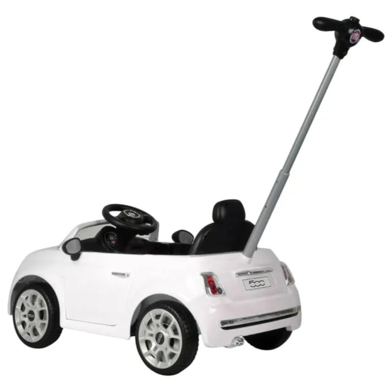 Fiat 3-In-1 White Kids Pusher Car – Convertible Toddler Push & Ride-On Walker