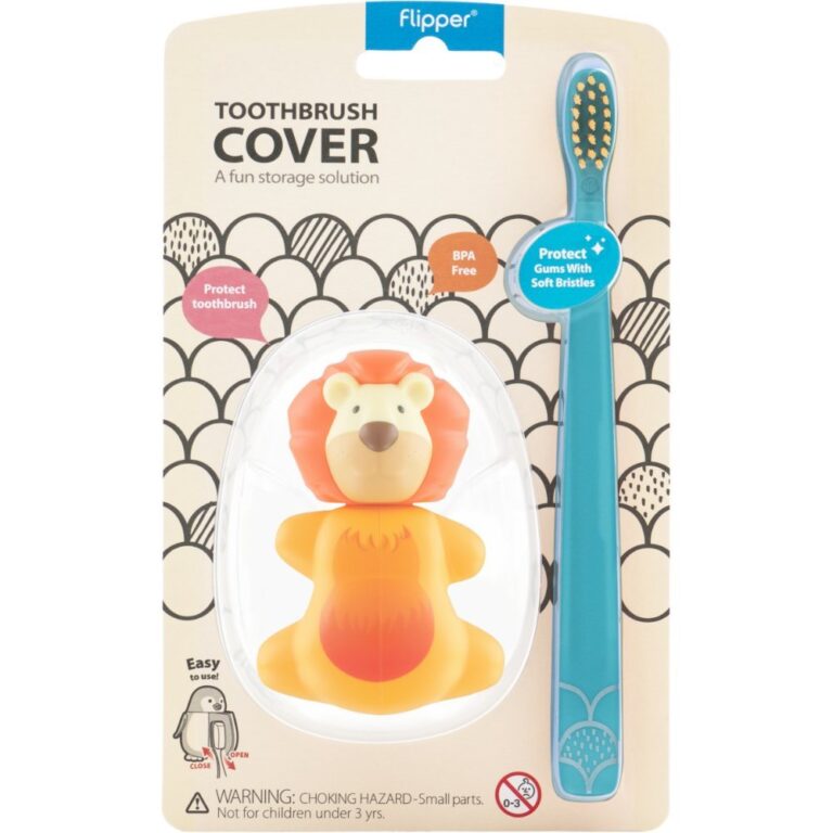Flipper - Lion Oral Hygiene Set – Soft Toothbrush & Holder, Suction, 3Y+