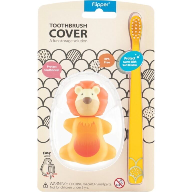 Flipper - Lion Oral Hygiene Set – Soft Toothbrush & Holder, Suction, 3Y+