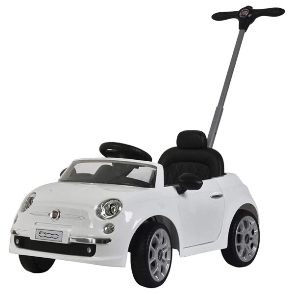 Fiat 3-In-1 White Kids Pusher Car – Convertible Toddler Push & Ride-On Walker