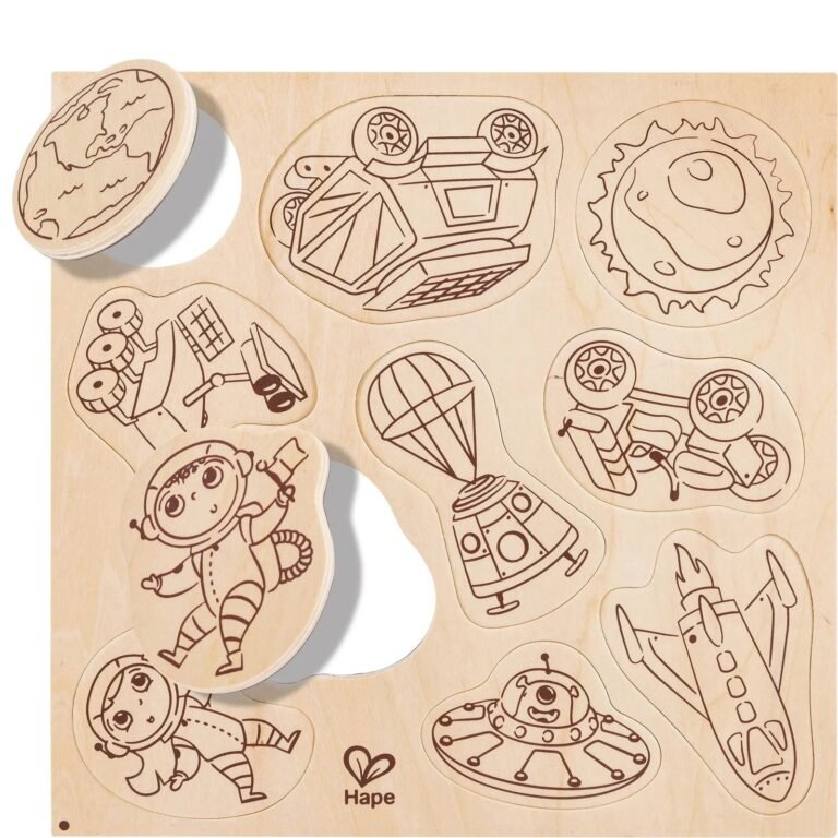 Hape - DIY Mars Space Life Art & Craft Set with Wooden Magnets