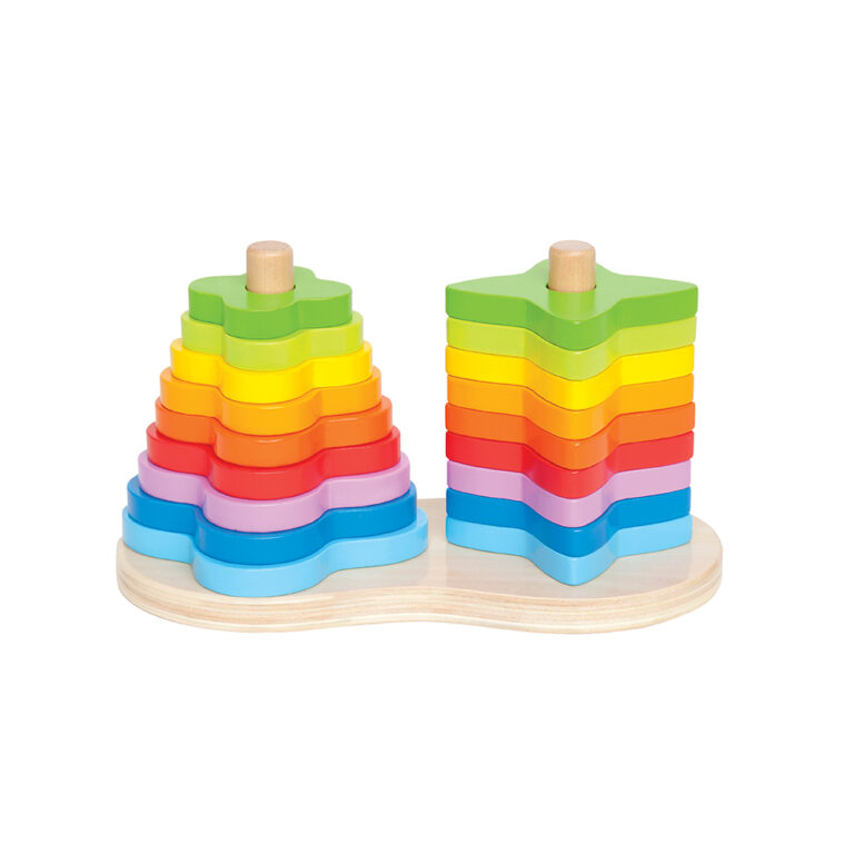Hape - Double Rainbow Stacking & Building Wooden Toy - 19pcs