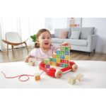 Hape – Wooden Pull-Along Cart With Stacking Blocks