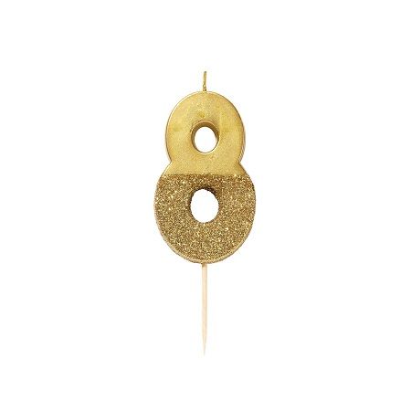 Talking Tables Gold Glitter Number Candle 8