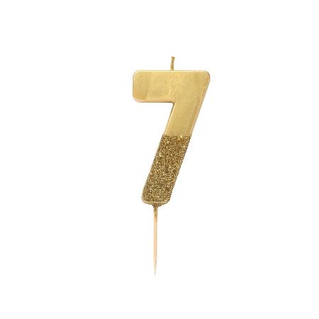Talking Tables Gold Glitter Number Candle 7