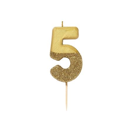 Talking Tables Gold Glitter Number Candle 5