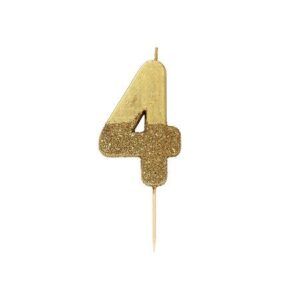 Talking Tables Gold Glitter Number Candle 4