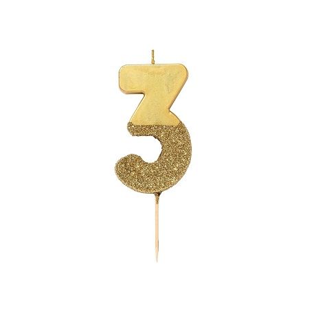 Talking Tables Gold Glitter Number Candle 3