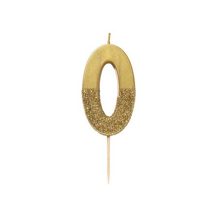 Talking Tables Gold Glitter Number Candle 0