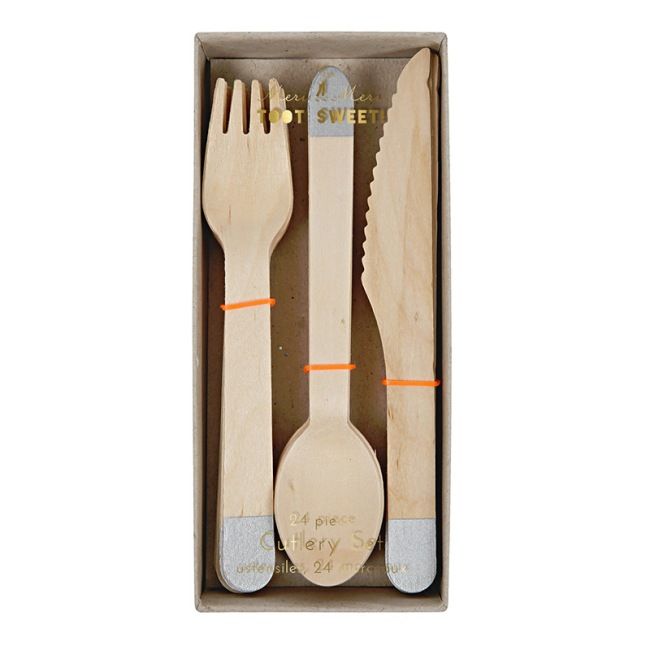 Meri Meri Wooden Cutlery Set - Silver